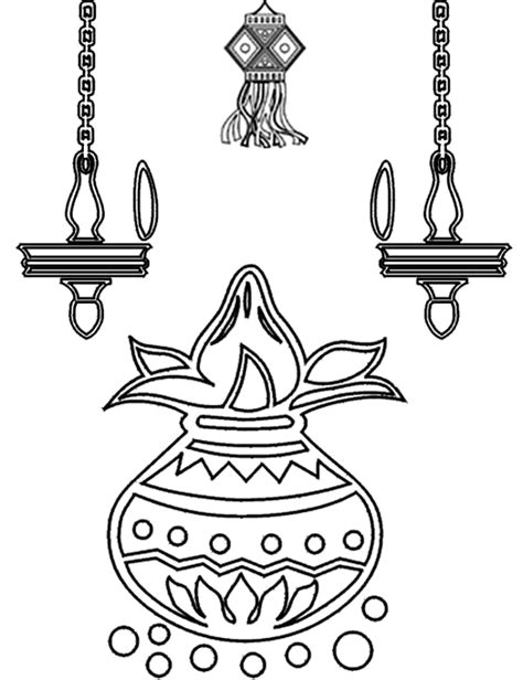 Diwali Clay Lamps Coloring Sheet Coloring Pages