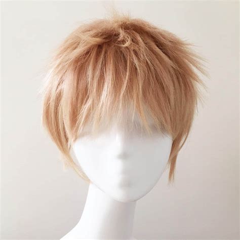 Boy Short Blonde Layered Men Cosplay Anime Short Fluffy Hair | Etsy