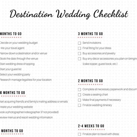 Destination Wedding Checklist - Etsy