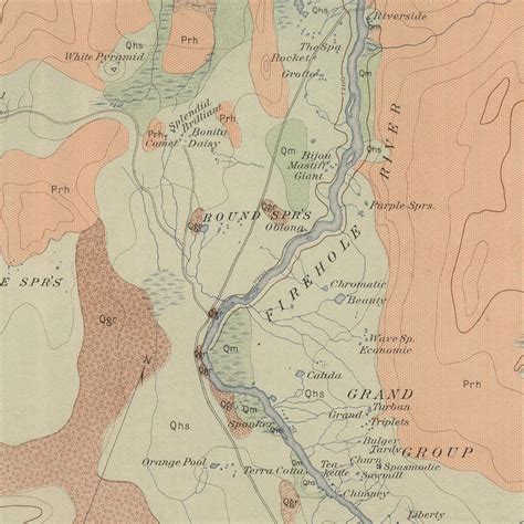 1904 Yellowstone Geologic Map of Upper Geyser Basin - Muir Way