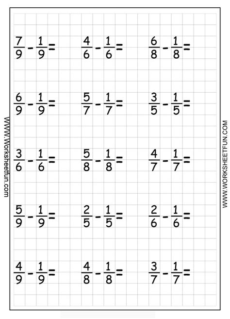 Copy Of Adding, Subtracting, Multiplying, Dividing Fractions - Free Printable Fraction ...