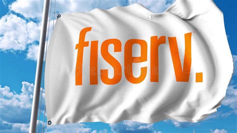 Waving Flag with Fiserv Logo. Editoial 3D Rendering Editorial Stock Image - Illustration of sign ...