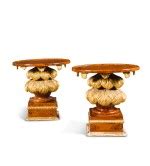 A PAIR OF FAUX-BURR WALNUT AND CARVED GILTWOOD OVAL LOW TABLES, MODERN | @Home | Decorative ...