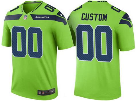 Men's Seattle Seahawks Green Custom Color Rush Legend NFL Nike Limited ...