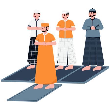 Man Praying On Eid Illustration - Culture & Religion Illustrations ...