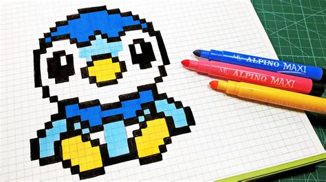 Handmade Pixel Art - How To Draw Piplup Pokemon #pixelart