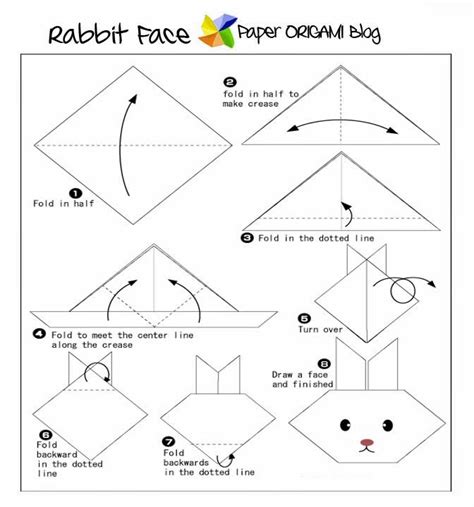 Animals Origami: Rabbit face | Paper Origami Guide