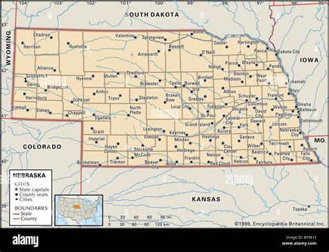 Map of Nebraska Stock Photo - Alamy