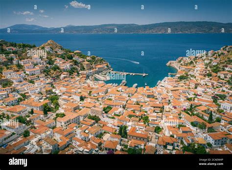 Aerial view of Hydra Port at Hydra Island, Greece Stock Photo - Alamy