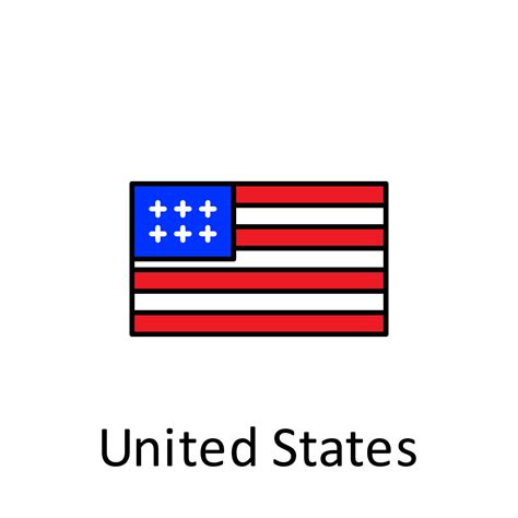 National flag of United States in simple colors with name vector icon ...