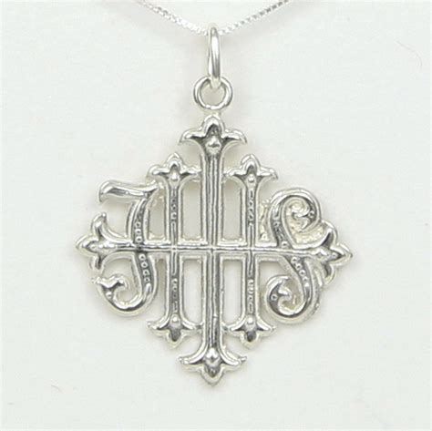 Christogram IHS Cross Sterling Silver Necklace Ancient Christian Symbol Latin for Jesus Savior ...