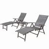 3pc Outdoor Set With Aluminum Adjustable Chaise Lounge & Table Set - Black/gray - Crestlive ...