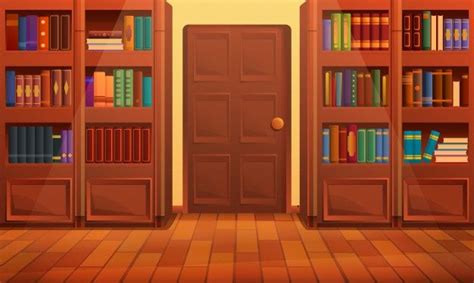 Premium Vector | Cartoon library interior, vector illustration ...