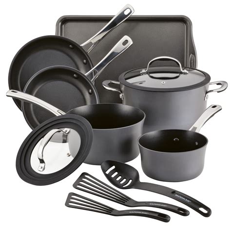 Rachael Ray Cook + Create Hard Anodized Nonstick Cookware Set, 11-Piece, Black - Walmart.com