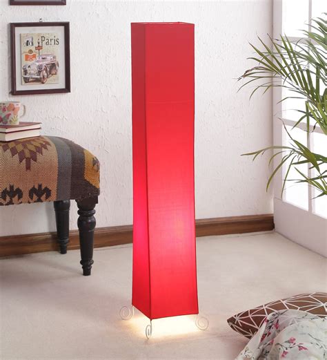 Buy Red Fabric Shade Floor Lamp with White Base by Lamp House Online - Modern and Contemporary ...