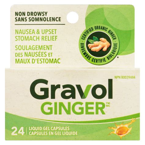 Gravol Ginger Upset Stomach & Nausea 24 Liquid Gel Capsules - WeShine ...