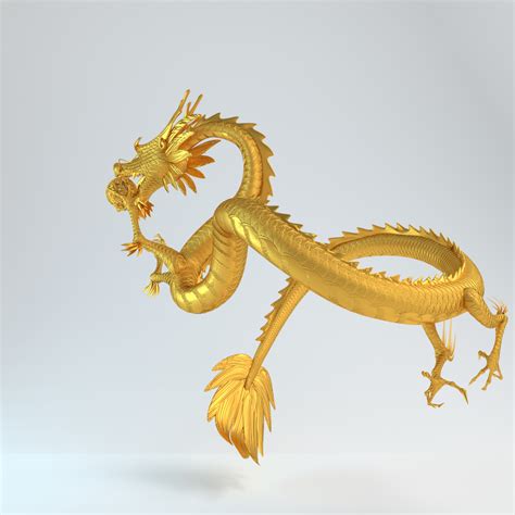 3d model gold dragon statue