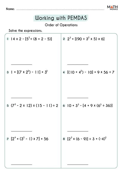 Order of Operations Worksheets - Math Monks