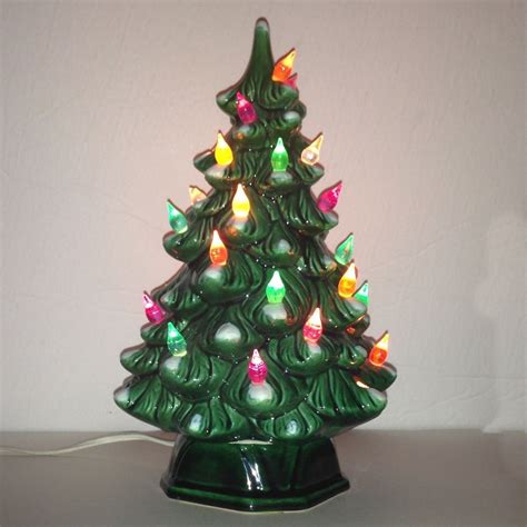 Vintage ceramic Christmas tree 1970s 11" with lights made in Canada Small Christmas Trees ...