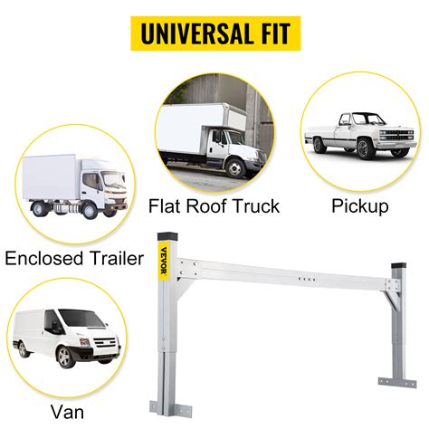 VEVOR Universal Roof Ladder Rack, Fit for 6.2\'-8.3\' Wide Vans, 2 Bars Adjustable Aluminum ...