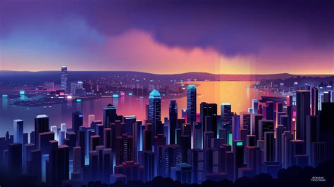 Neon Cityscape Minimal Wallpapers | HD Wallpapers | ID #24898