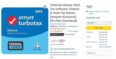 TurboTax Deluxe 2023 Tax Software, Federal & State Tax Return [Amazon ...