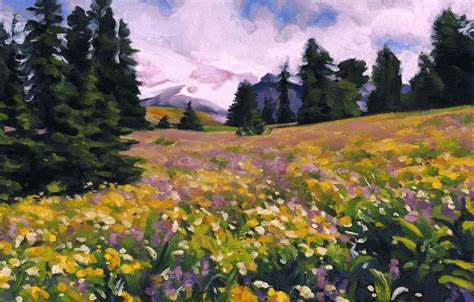 Wild Flower Meadow Painting at PaintingValley.com | Explore collection ...