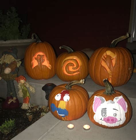 Moana, the heart of Te Fiti, Maui’s Hook, Hei Hei and Pua 🧡🎃🖤 3 Carver ...