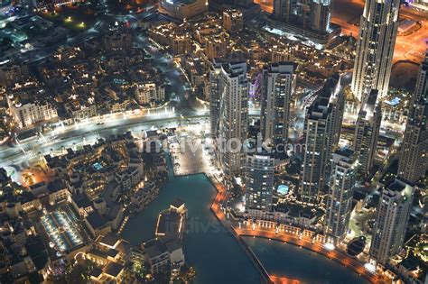 Dubai night view seen from the observation deck of Burj Khalifa ...