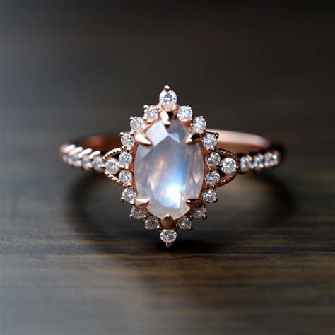 Rose gold moonstone engagement ring. - ASCHERON