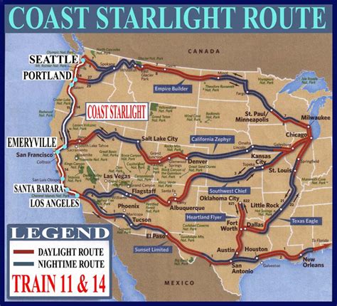 Coast Starlight Train Number 11 & 14 Maps, Guide And Railway ...