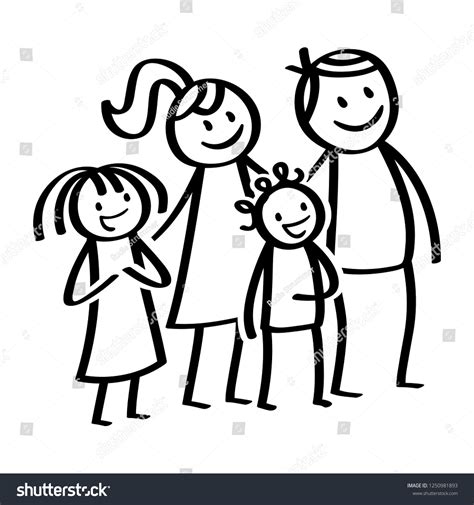 Happy Family Stick Figures Smiling Parents Stock Vector (Royalty Free) 1250981893 | Shutterstock