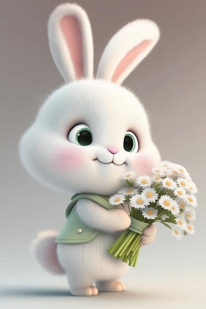 Premium Photo | A bunny with flowers on it