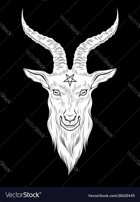 Baphomet demon goat head hand drawn print Vector Image | Goat art, Tattoo goat, Satanic tattoos