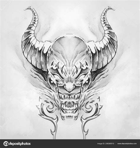 Devil Horns Handmade Tattoo Drawing — Stock Photo © outsiderzone #208385510