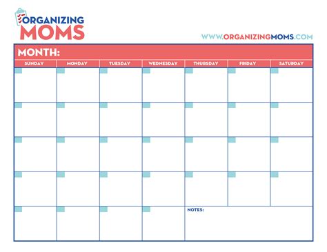 Customizable Calendar. Free Printable from Organizing Moms. - Organizing Moms