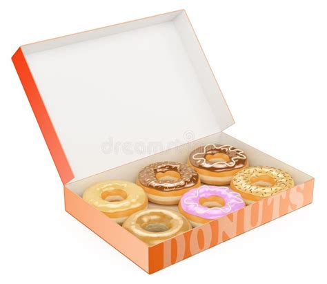 3D Box of donuts stock illustration. Illustration of candy - 45986578