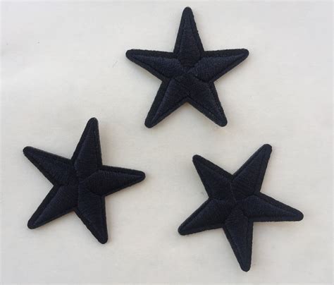 Set Of 3 Black Star Iron On Sew On Embroidered Patch Appliqués | Etsy