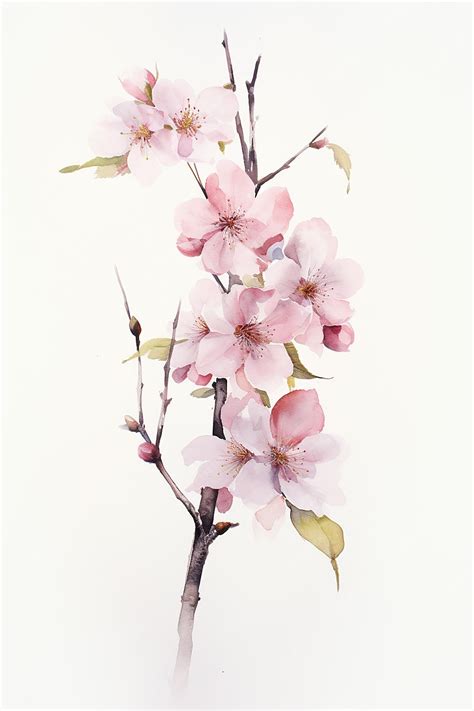 Premium AI Image | a watercolor painting of a cherry tree.