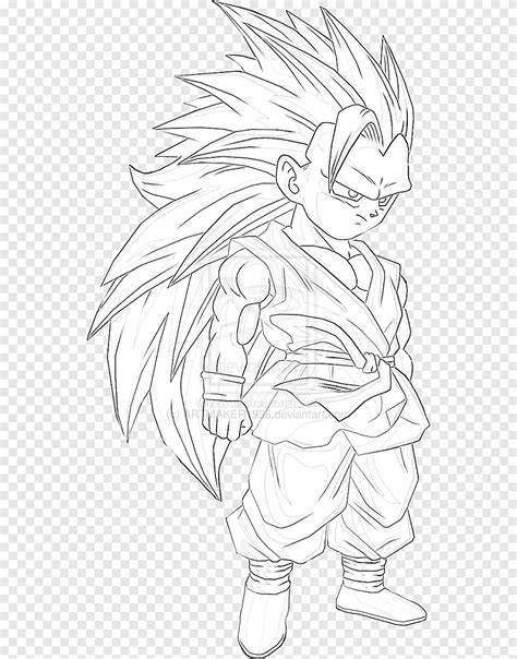 Goku Sketch Line art Drawing Super Saiyan, goku, white, monochrome png | PNGEgg