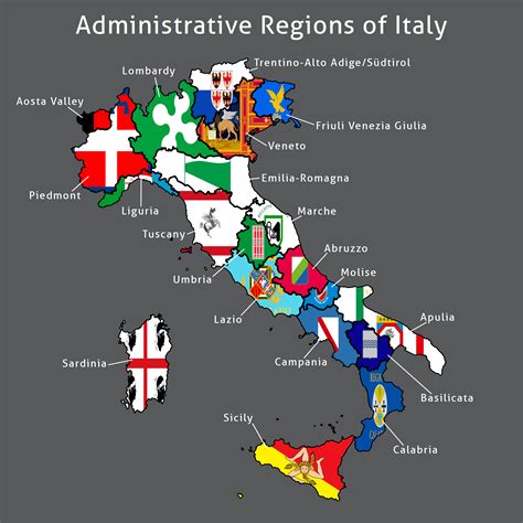 Flag map of Italy's regions : r/vexillology