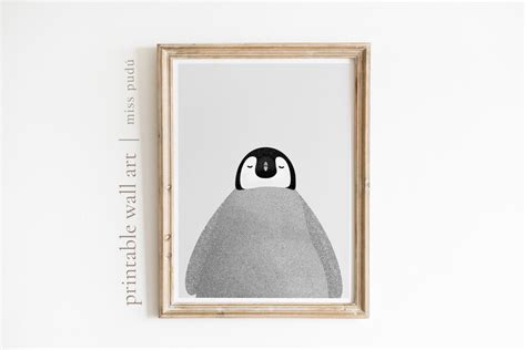 Sleepy Baby Penguin Printable Illustration Bird Poster | Etsy