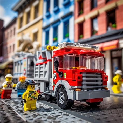 Premium AI Image | lego city fire truck with fireman and fire hydrant ...