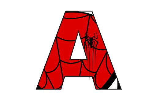 the letter a is made up of spider - man's webs and letters