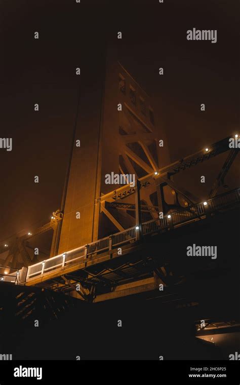 Illuminated Sacramento Tower Bridge at night Stock Photo - Alamy