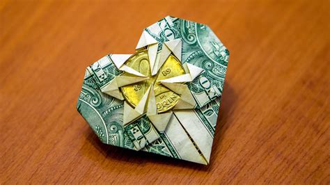 How to fold an origami money heart - tutorial - great gift idea