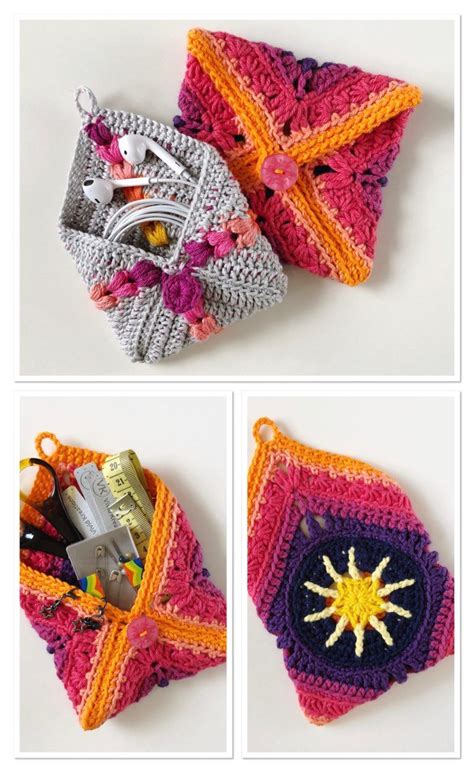 Sweet and colorful crochet pouches with free patterns – Artofit