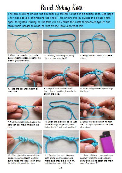 instructions on how to crochet the band binding knot for bracelets or necklaces