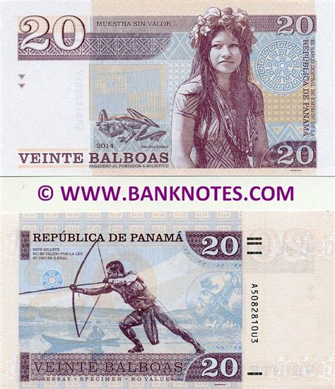 Panama 20 Balboas 2014 Essay - Panamanian Currency & Bank Notes ...