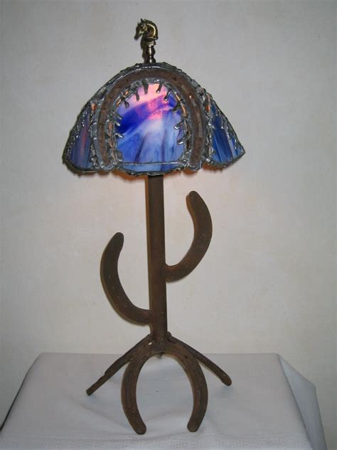 WESTERN HORSE SHOE Blue Stained Glass Table Lamp. $499.00, via Etsy ...